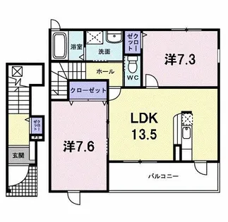 大阪府大阪狭山市茱萸木4丁目【アパート】の間取り