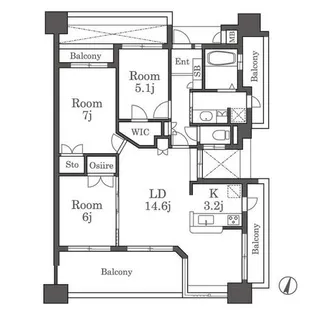 サングレート大野城センターステージ703【7階】の間取り