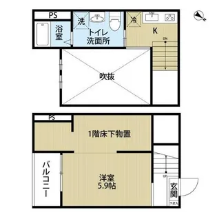 BleuCiel千竈通【1階】の間取り