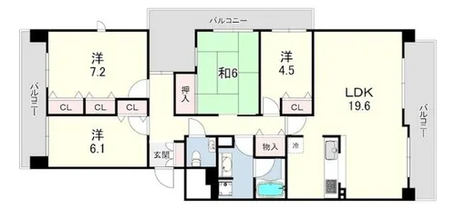 RICウエストコート7番街5番館B棟【6階】の間取り