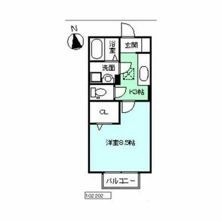 ルチルコート【102号室】の間取り