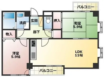 ラディエ南武庫之荘【2階】の間取り