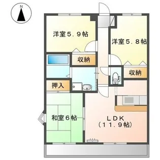 ヒルズ牧の池【2階】の間取り
