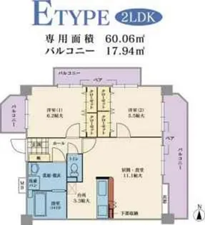 サンハイツ姪浜【305号室】の間取り