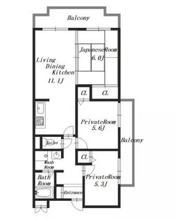 ベネッサ橿原【6階】の間取り