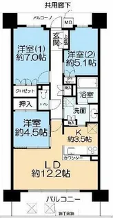 ジオ千里中央 ザ・レジデンス【7階】の間取り