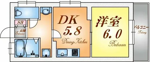 ラムール鈴蘭台南【2階】の間取り