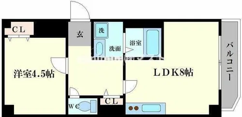 メビウス難波WESTレジデンス【8階】の間取り
