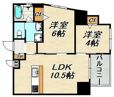 プリオーレ神戸大開通【6階】の間取り