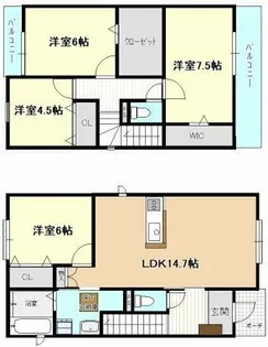 愛知県名古屋市西区山木2丁目【一戸建】の間取り