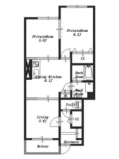 ル・プラシードB【1階】の間取り