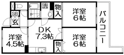 グランドヴィラ香里【6階】の間取り