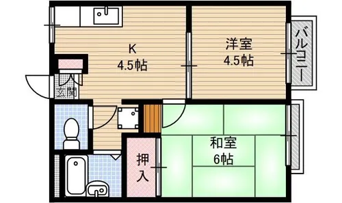 エステートピア橋爪【204号室】の間取り