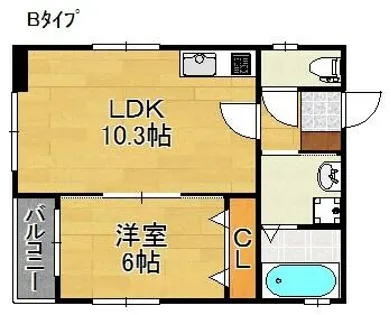 シティコート岸里玉出【2階】の間取り