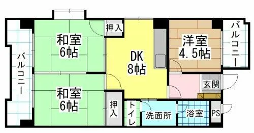 シャトレ苅田Ⅱ【1階】の間取り