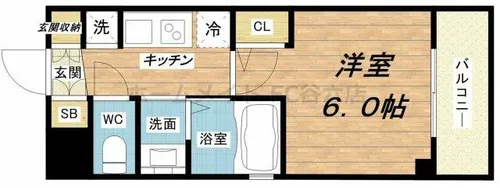 エステムコート難波WEST-SIDEVアジュール【6階】の間取り