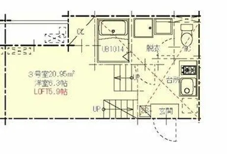ハーモニーテラス黄金【2階】の間取り