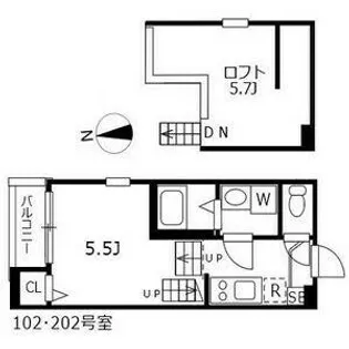 ハーモニーテラス車道【202号室】の間取り