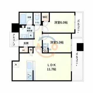 シエリアタワー中之島【13階】の間取り