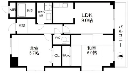ラフィーネ住之江【7階】の間取り