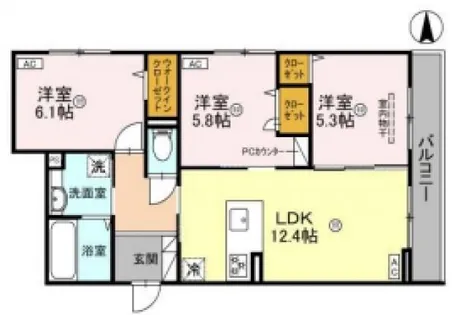 トリシア新庄【2階】の間取り