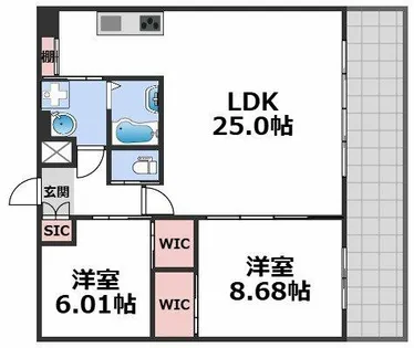 プレジオ帝塚山【14階】の間取り