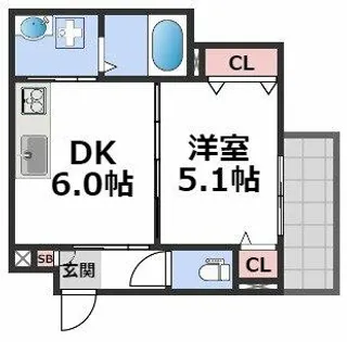 クリエオーレ東中浜【2階】の間取り