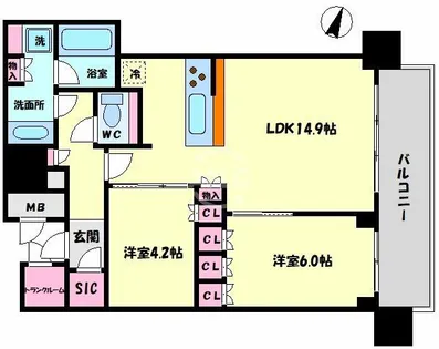 ブランズタワー梅田North【19階】の間取り