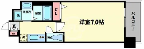 エグゼ難波西Ⅳ【11階】の間取り