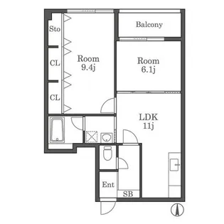 西中洲コーポ206【2階】の間取り