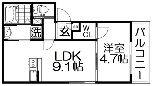 ジーメゾン枚方南中振【2階】の間取り