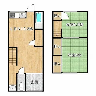 大阪府泉大津市条南町【テラスハウス】の間取り