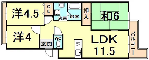 エバーグレイス西宮【4階】の間取り