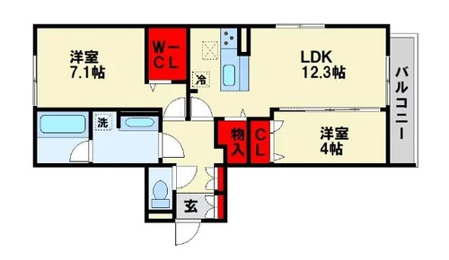 アトレ西折尾【302号室】の間取り