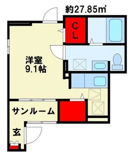 ラディアント・北方【101号室】の間取り