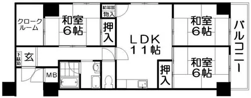 香里日光ハイツ【711号室】の間取り