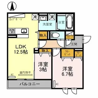 グリーンコート鷹合【2階】の間取り