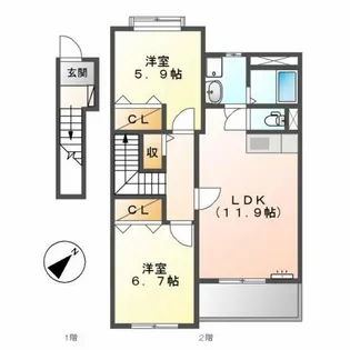 ヴィラ・サンライトⅠ【2階】の間取り