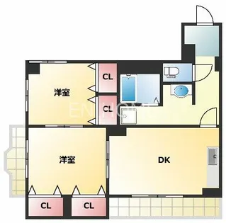 戎フルール谷九【202号室】の間取り