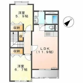 ヴィラ・サンライトⅠ【202号室】の間取り