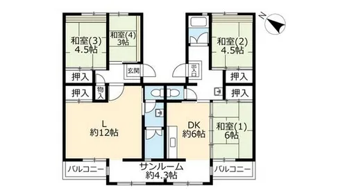 UR花山東【0040404号室】の間取り
