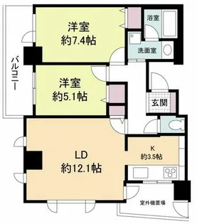 クロスレジデンス大阪新町【17階】の間取り