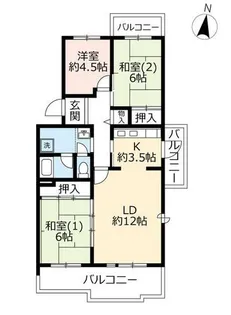 URグリーンタウン槇島【0050401号室】の間取り