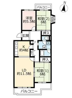 URグリーンタウン槇島【0020201号室】の間取り