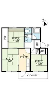 UR中登美第三【D060503号室】の間取り
