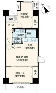 URフレール新開地3丁目【0000507号室】の間取り