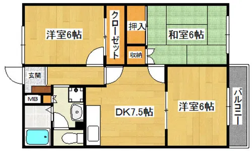 フィルコート東羽倉崎 C【C102号室】の間取り