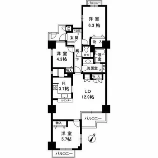 グランドメゾン住吉本町【2階】の間取り