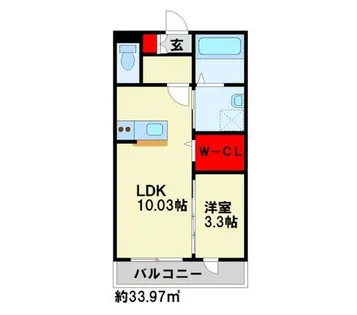 エスサイト行橋【203号室】の間取り