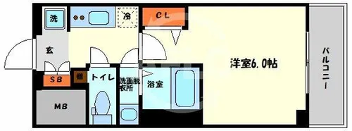 エステムコート心斎橋central【6階】の間取り